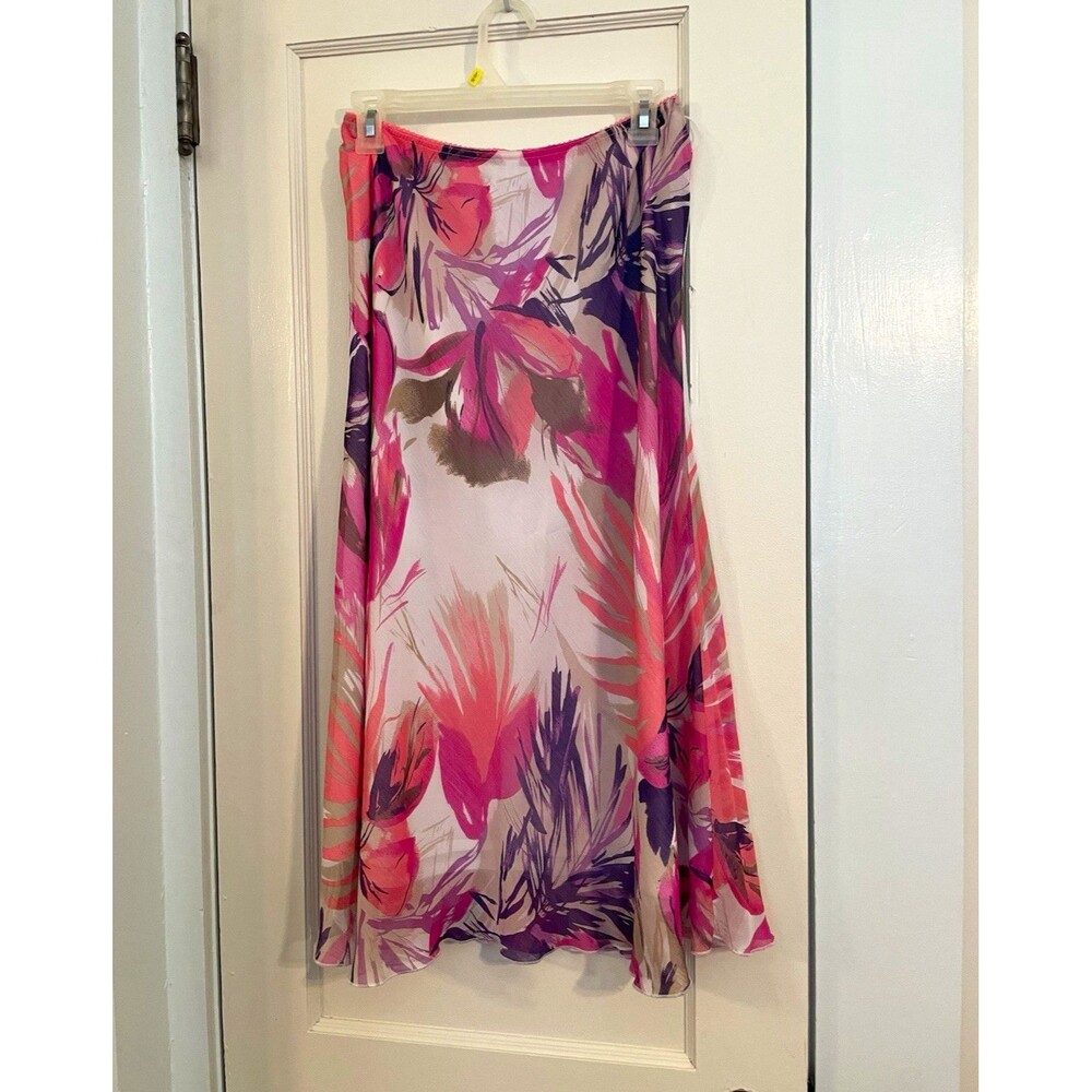 Tribal Women's Boho Floral Print Midi Skirt Pink ,Purple